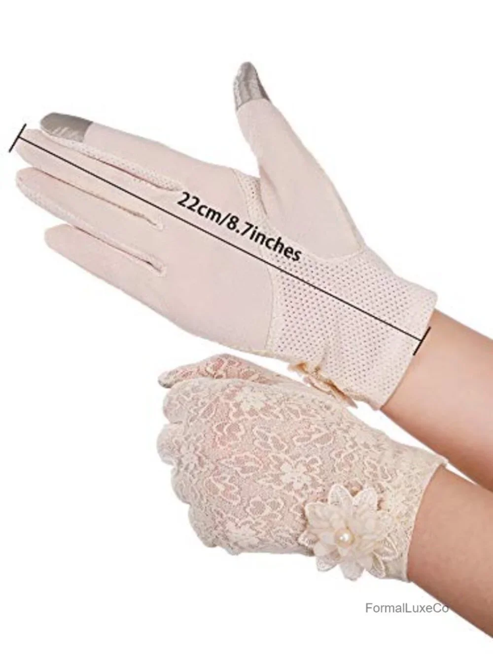 3 Pairs Lace Gloves for Women Short Floral Tea Party Gloves for Wedding